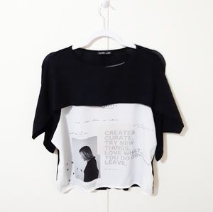 {Zara} W/B collection graphic top A10